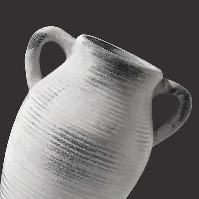 Sunddo Rustic Ceramic Vase for Home Decor, 8 inch Farmhouse Vintage Boho Vase, Farmhouse Decor, Table Living Room Bedroom Fireplace Decor