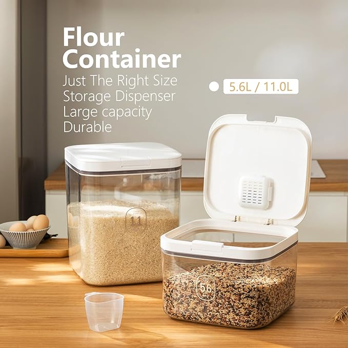 Flour Container 20LBS - 10 L /10.5 QT /10 KG - Rice Container Storage Food Grain Container Bins Household for Kitchen Pantry Organization (11L)