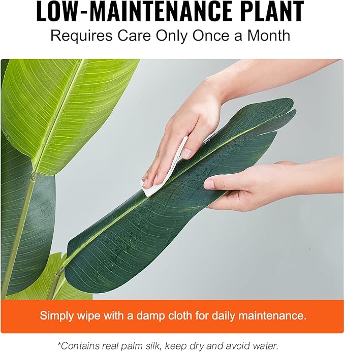 VEVOR Artificial Bird of Paradise Tree, 5 FT Tall Faux Plant, PE Material & Anti-Tip Tilt Protection Low-Maintenance Plant, Lifelike Green Fake Tree for Home Office Warehouse Decor Indoor Outdoor