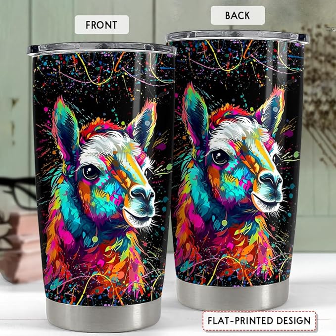 SANDJEST Llama Tumbler - 20oz Stainless Steel Insulated Coffee Travel Mug - Llama Gifts for Women, Girls & Teens, Christmas, Birthday