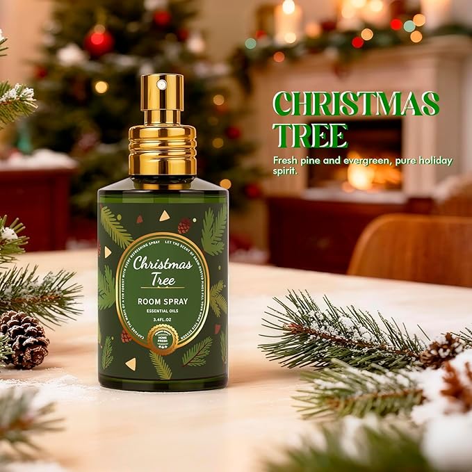 Room Spray Set 3 Pack, Christmas Tree, Apples Cinnamon, Gingerbread Cookie, Concentrated Room Spray, Long-Lasting Air Freshener for Home, Odor Eliminator for Bathroom, Bedroom & Office