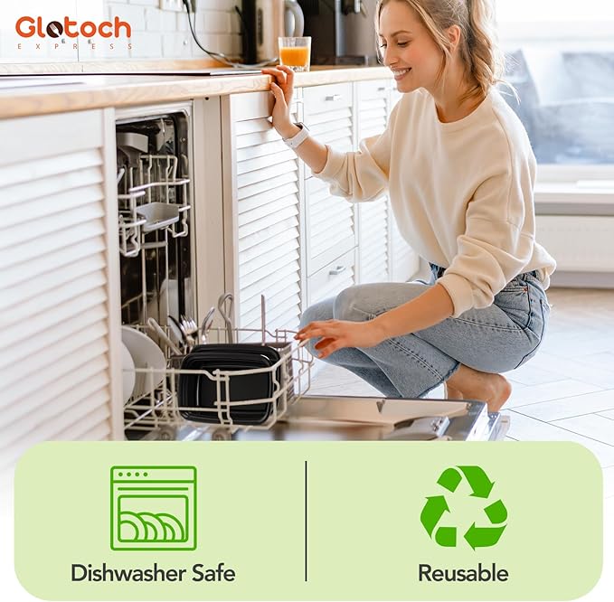 Glotoch 32oz Meal Prep Containers, 10 Pack (20-Piece) Reusable Food Prep Containers with Lids Microwave, Freezer, Dishwasher Safe Leakproof Durable Plastic Food Storage Bento Box To Go Take Out