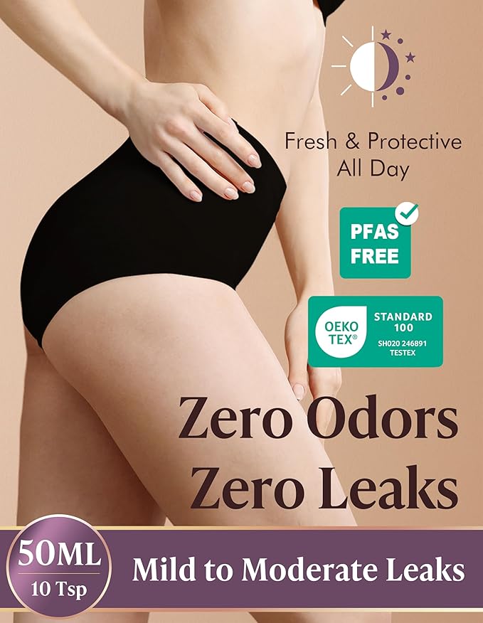 AIRCUTE Washable Urinary Incontinence Underwear for Women Absorbent Seamless High Waist Leak Protective Panty 3 Pack