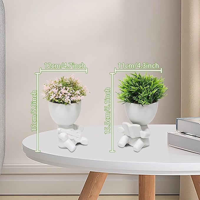 Zerzsy Fake Succulent, Mini Succulents Plants Desk Plant for Office Decor for Women, Cute Fake Plants Bathroom Decor - Set of 2