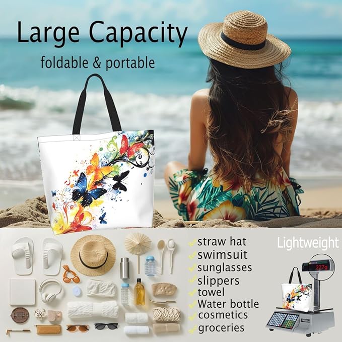 Tote Bag Shoulder Bags for Women Grocery Shopping Bag Reusable Bags Boho-Red Paisley 1