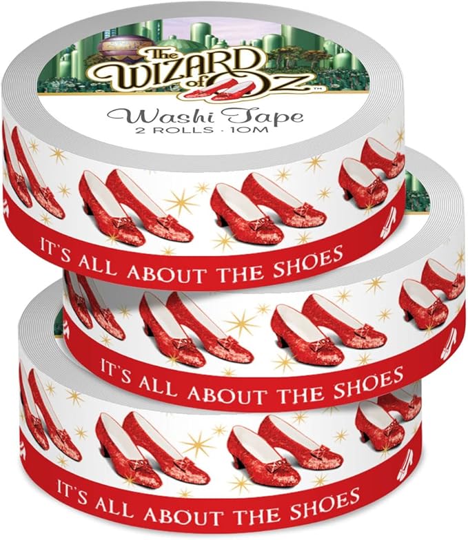 Paper House Productions The Wizard of Oz 3-Pack Set of 2 Foil Accent Washi Tape Rolls for Scrapbooking and Crafts - Ruby Slippers