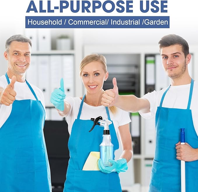 Eccliy 20 Pack 16oz Empty Spray Bottles, Leakproof Cleaning Bottles with Measurement and Adjustable Nozzle for Housekeeping, Commercial Use(Clear Cylinder,Black White Spray Head)