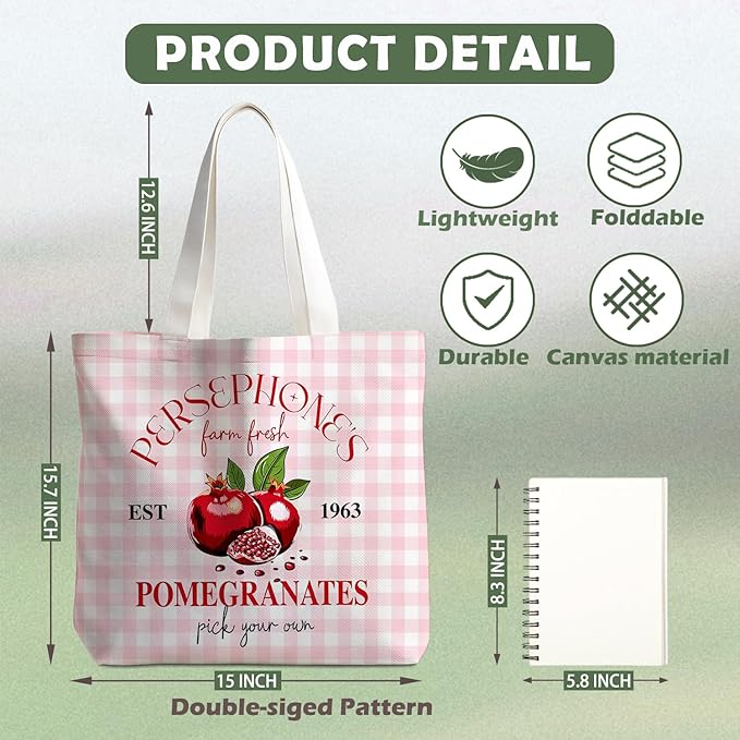 Animals-Flowers-Fruits-Bow Valentines Canvas Heart Tote Bag, Coquette Reusable Shopping Grocery Bags