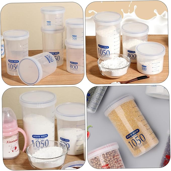 2pcs Airtight Round Food Storage Jars with Lids for Dry Food Snacks Protein Powder Cereal Canisters Kitchen Pantry Organization Containers