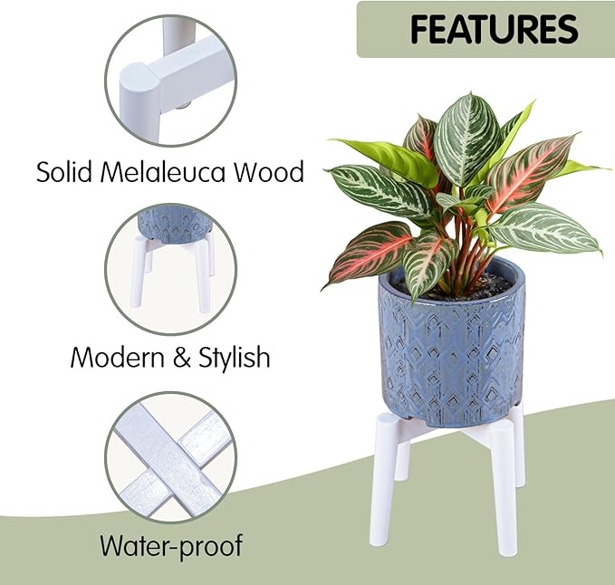 Wood 7.5" x 9.8" Plant Stand Indoor Outdoor, Wooden Single Floor Plant Pot Holder, Natural Plant Stand, Assembly Required (Excluding Potted Plants)