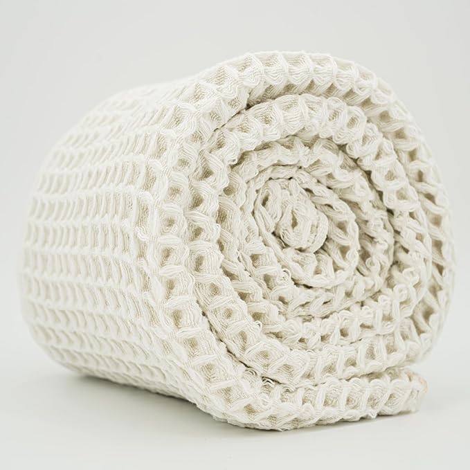 Luxury Japanese Cotton Silk Waffle Bath Towel | Plush, Absorbent, and Quick Dry (Shell White, Face Towel (6 Pack))