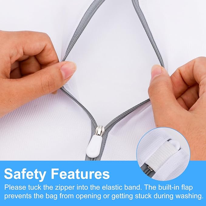 4pcs Mesh Laundry Bags, 39x30cm/15.35x11.81in Delicate Garment Durable Net Washing Machine Bag with Zippers for Socks Blouse Bra Lingerie for Home Travel College Dorm Hotel Apartment (White)