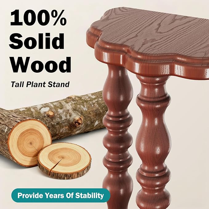 Wooden Plant Stand Indoor - 4 Tier 43.3" H Tall Classic Antique Vintage Heavy Duty Solid Wood Plant Stand Shelf for House Corner, Living Room, Bedroom, Entryway, Hallway, Garden, Balcony (Retro Brown)