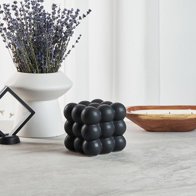 Restaurantware-Table Art Flower Vase, 1 Bubble Vase - Minimalist Style, for Fresh Or Artificial Flowers, Black Ceramic Piece for Home Decor, Kitchen, Home, Living Room, Office, and More