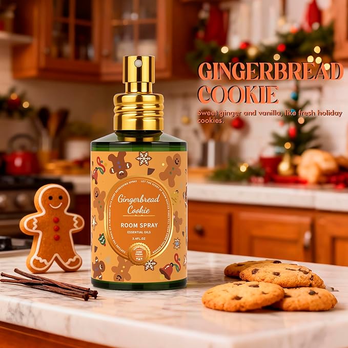 Room Spray Set 3 Pack, Christmas Tree, Apples Cinnamon, Gingerbread Cookie, Concentrated Room Spray, Long-Lasting Air Freshener for Home, Odor Eliminator for Bathroom, Bedroom & Office