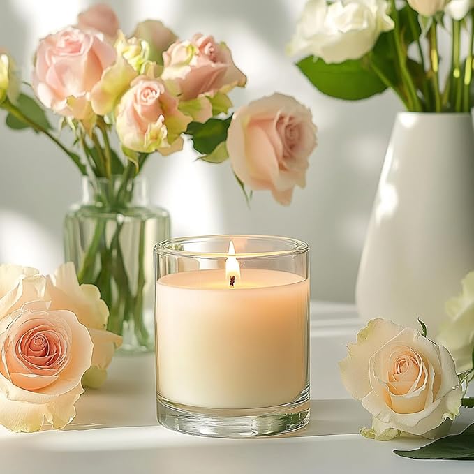 30 Pack Glass Candle Jars -7oz Clear Empty Candle Jars with Bamboo Airtight Lid, Bulk Candle Containers for Making Candles, 7 Fl.oz