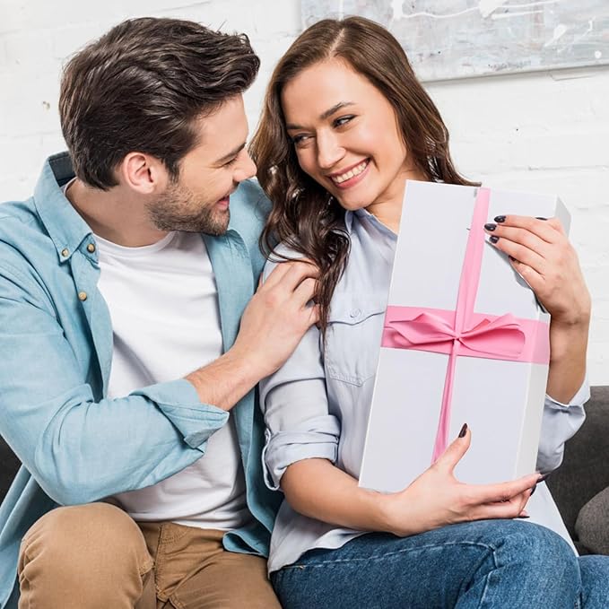 4 Pack 12x6x4 Inches Gift Boxes with Magnetic Closure Lids, White Magnetic Box for Wedding, Groomsmen Bridesmaid Proposal, Birthdays, Mother's Day