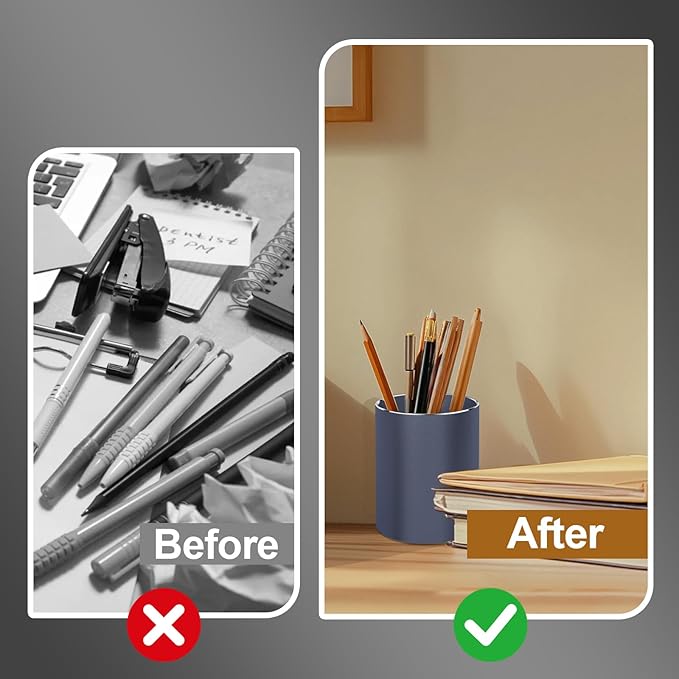 Metal Pen Holder Aluminum Pencil Holder Desktop Organizer Black for Office, School, Home 3.15 x 3.15 x 3.94 Inches-Grey