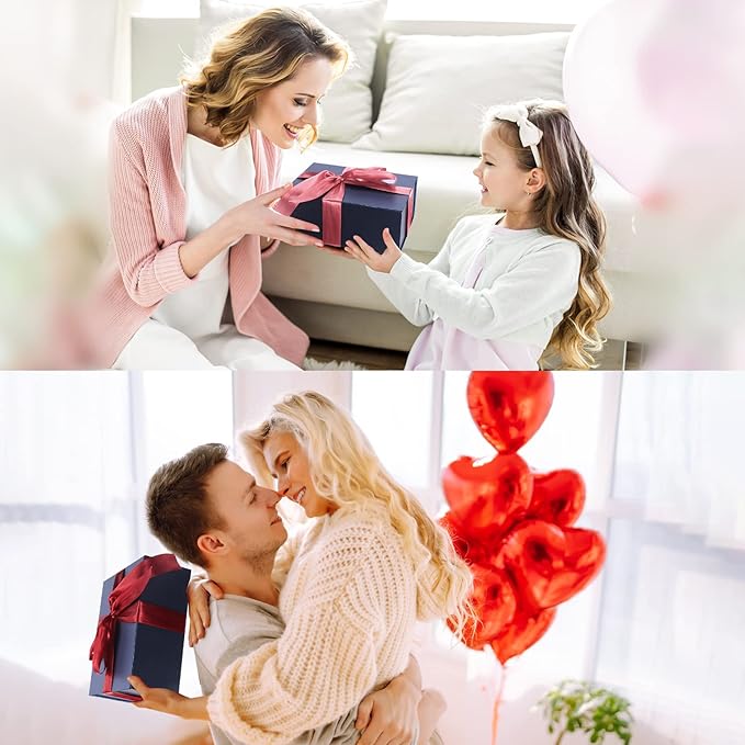 4 Pack 9.5x7x4 Inches Gift Boxes with Magnetic Closure Lids, Blue Magnetic Box for Wedding, Groomsmen Bridesmaid Proposal, Birthdays, Mother's Day