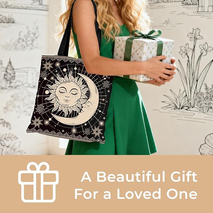 Cute Aesthetic Canvas Tote Bag for Women, Reusable Foldable Shopping Cotton Shoulder Totebag with Zipper Pocket