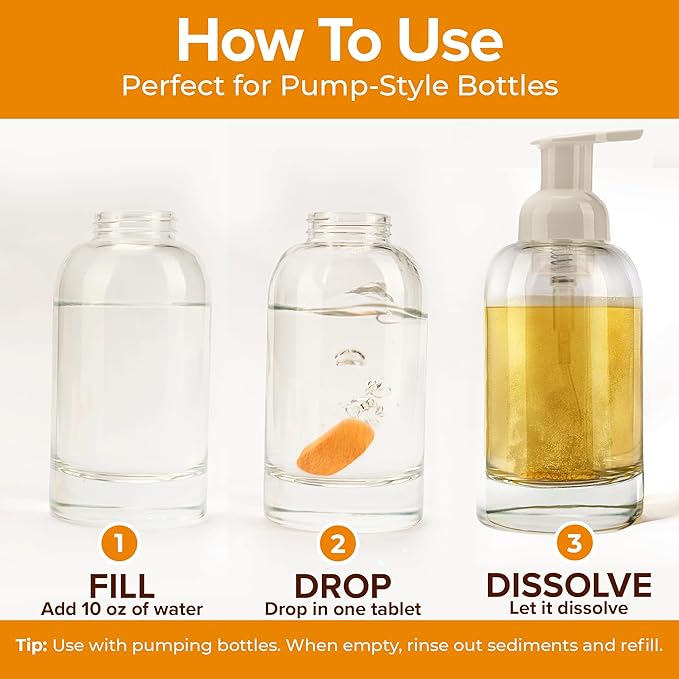 Foaming Hand Soap Tablets Refill – Citrus Scent, 6-Pack Concentrated Tablets for Foaming Soap