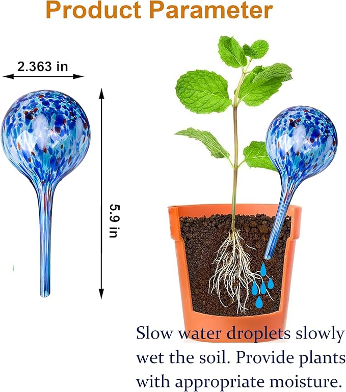 Self Watering Planter Insert Set of 4 - Small Glass Plant Watering Devices for Indoor & Outdoor Plants - Automatic Watering System for Daily Use