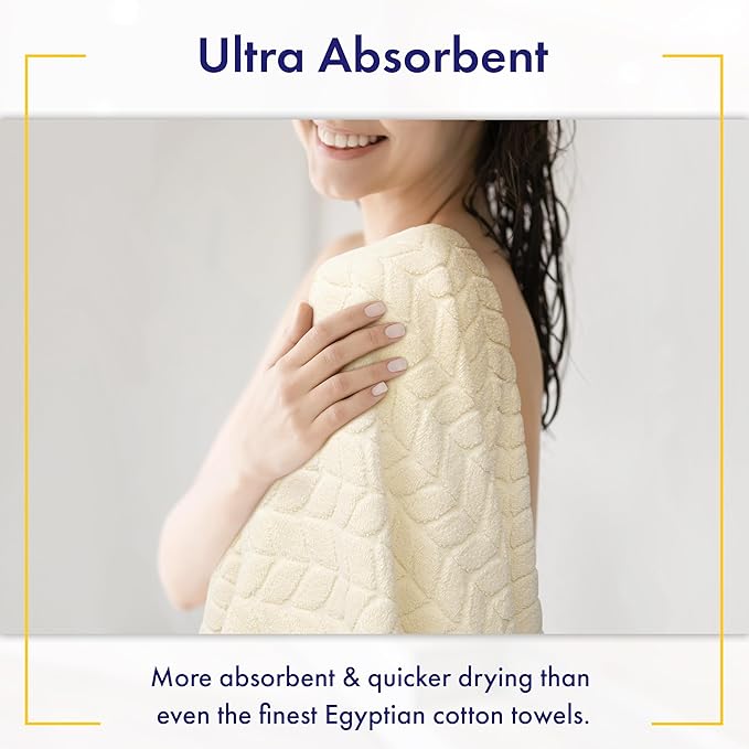 Ultra Soft & Stylish 700 GSM Luxury Bath Sheets | Pack of 2 | Extra Large 35x70 Inches | 100% Zero-Twist, Long-Staple Cotton | Remarkably Absorbent (Papyrus)