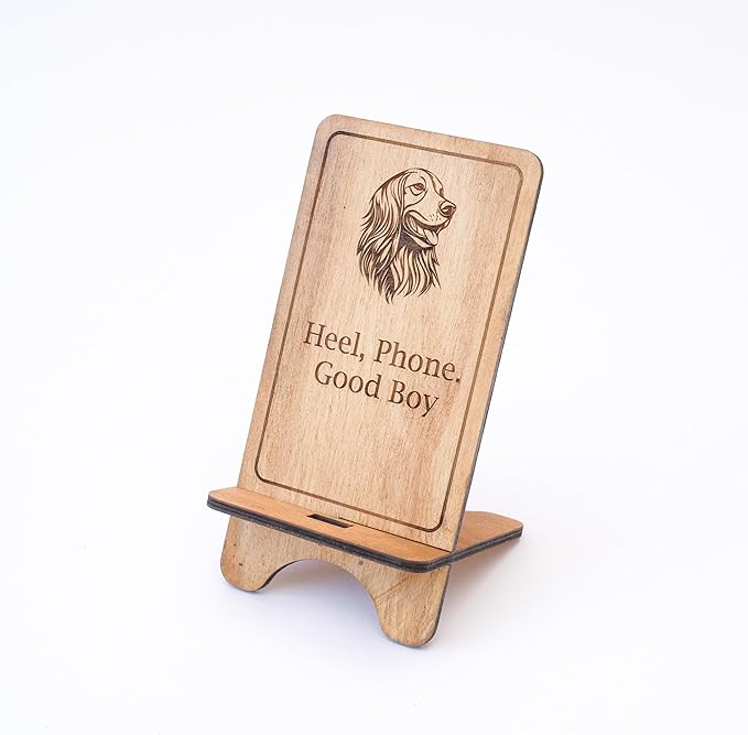 Design Your Own Phone Stand Personalized Wooden Holder Custom Pet Name Engraved Handmade Desk and Home Accessory Gift (Good boy)