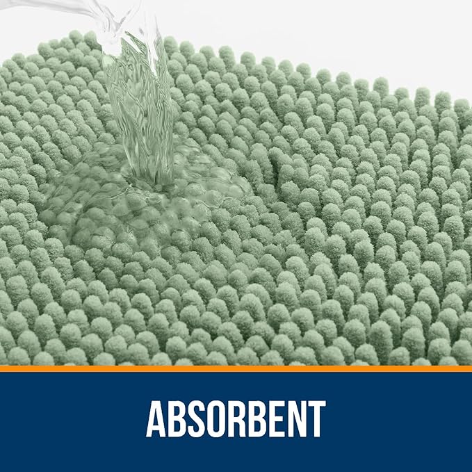 OLANLY Bathroom Rugs 40x32, Extra Soft Absorbent Chenille Bath Rugs, Rubber Backing Quick Dry, Machine Washable Bath Mats for Bathroom Floor, Tub and Shower, Home Decor Accessories, Sage Green