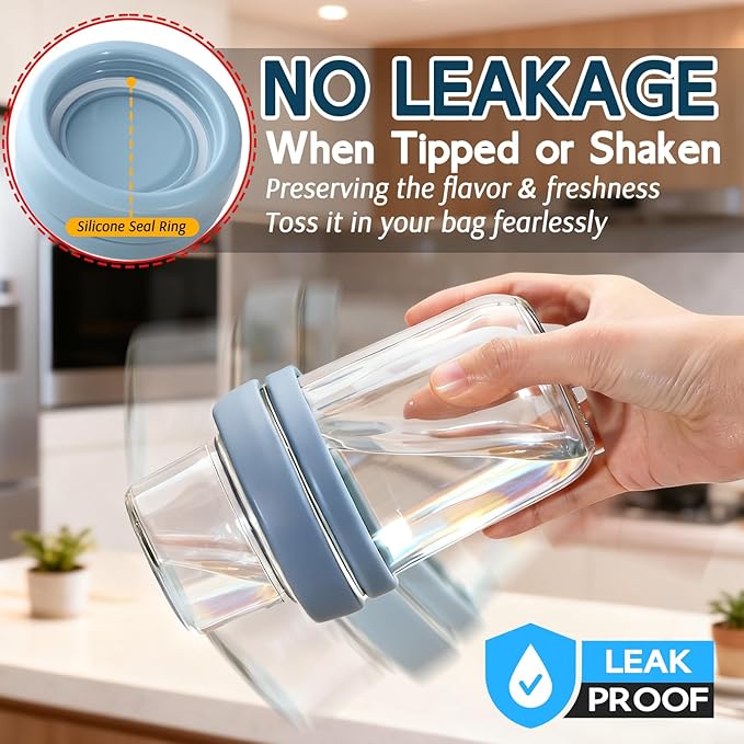 4 Pack Overnight Oats Containers with Lids, 20 oz (16+4) Dual-Layer Mason Jars Yogurt Parfait Cups with Lids, Leak-proof Meal Prep Containers Dry and Wet Separation for Overnight Oats, Salad, Yogurt