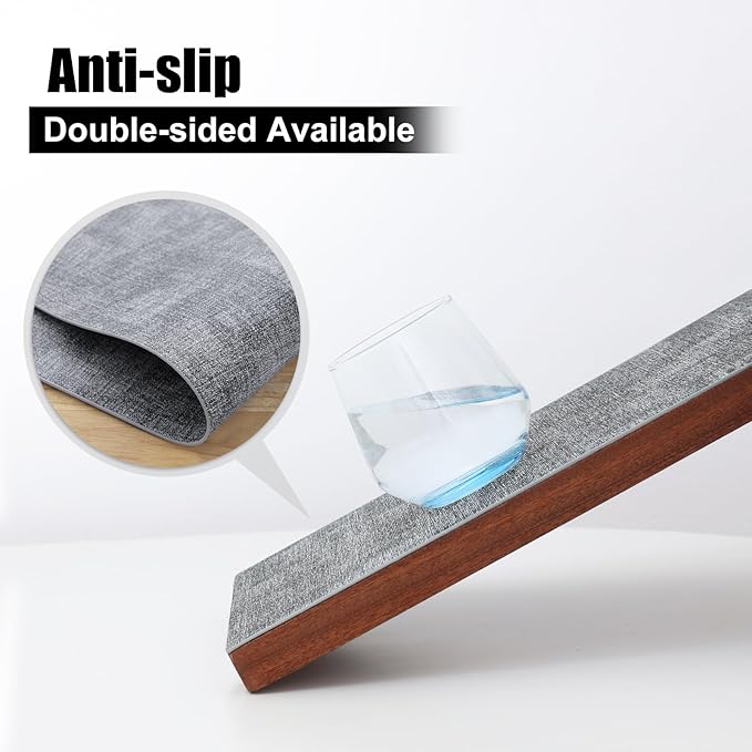 Homaxy Faux Leather Heat Resistant Placemats for Dining Table Set of 6, Waterproof Wipeable Washable PU Table Mats, Easy to Clean Anti-Slip Place Mats, 11.8" x 17", Black & White