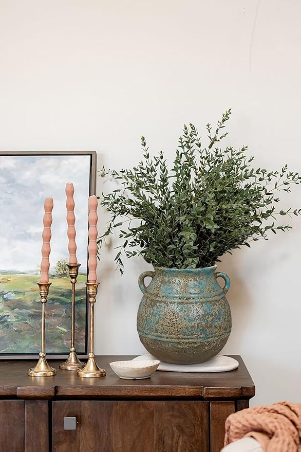 Hollyone Blue Ceramic Planters 7 Inch Large Vintage Ceramic Pots for Plants Indoor Outdoor Plant Planters Fit Mid Century Succulent Plant Stand Flower Pots Home Decor