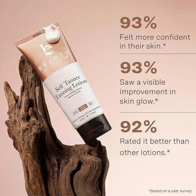Beauty by Earth Self Tanner - USA Made with Natural & Organic Ingredients, Moisturizing Self Tanning Lotion with Aloe Vera & Coconut for a Natural Glow, Streak-Free Fake Tan, Medium to Dark