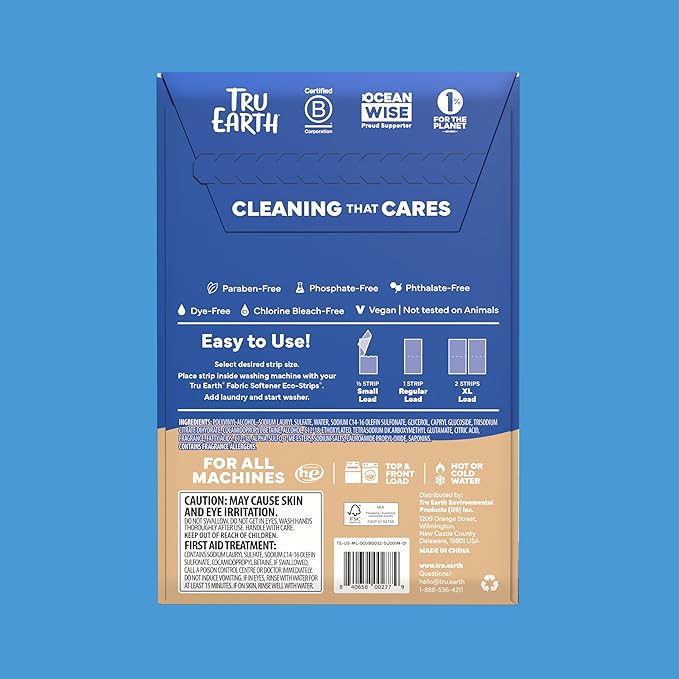 Tru Earth Compact Dry Laundry Detergent Sheets - Up to 64 Loads (32 Sheets) - Paraben-Free - Original Eco-Strip Liquidless Detergent, Great for Travel - Sun Kissed