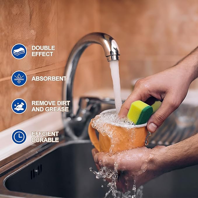 Kitchen Cleaning Sponges,96 Pack Eco Non-Scratch for Dish,Scrub Sponges.