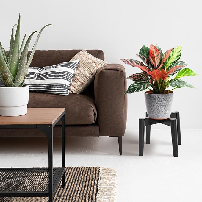 Wood 7.5" x 9.8" Plant Stand Indoor Outdoor, Wooden Single Floor Plant Pot Holder, Natural Plant Stand, Assembly Required (Excluding Potted Plants)