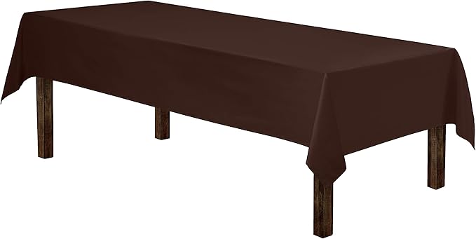 Gee Di Moda Rectangle Tablecloth - 60 x 84 Inch Chocolate Table Cloth for 5 Foot Rectangle Table - Heavy Duty Washable Fabric - for 5 Ft Buffet Table, Holiday Party, Dinner, Wedding & Baby Shower
