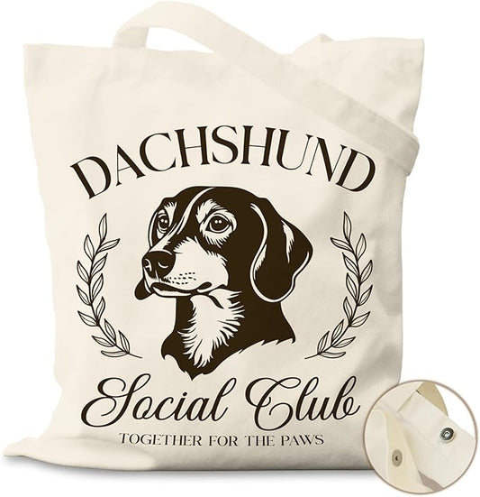 Dog Social Club Canvas Tote Bag, Travel & Daily Use, 16x14 Inch