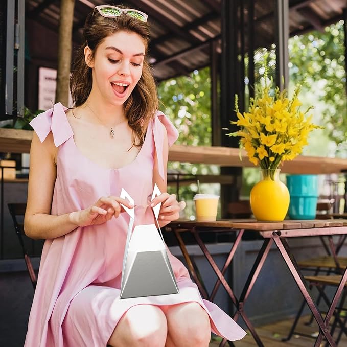 9X6X4.3inch Portable Premium Folding Gift Box with Handles - Reusable Elegant Storage Solution for Birthdays, Weddings, Corporate Events , Eco Friendly Compact Design (White)