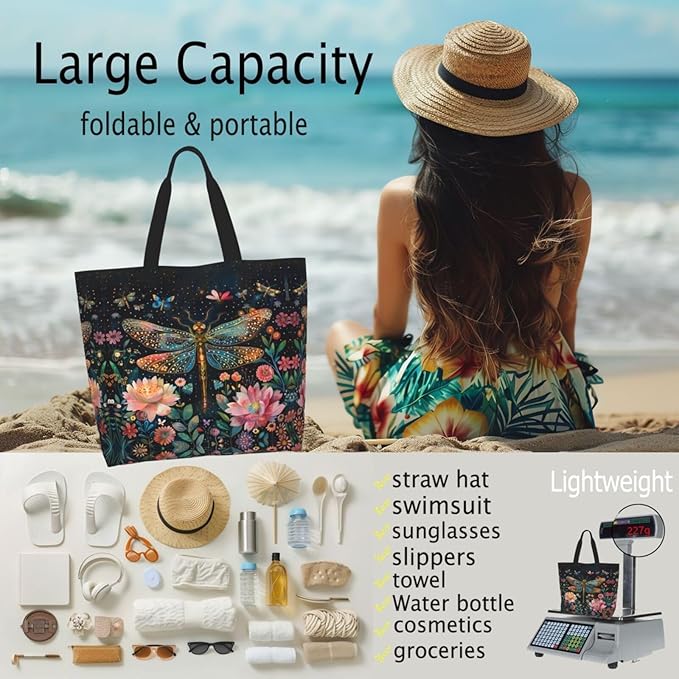 Tote Bag Shoulder Bags for Women Grocery Shopping Bag Reusable Bags Boho-Red Paisley 1