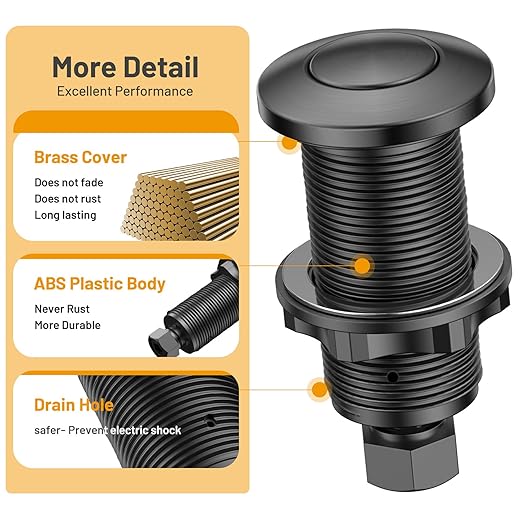 Garbage Disposal Air Switch Kit -Professional, Sink Top Waste Disposer On/Off, Air Button Food Disposals Part, UL Listed