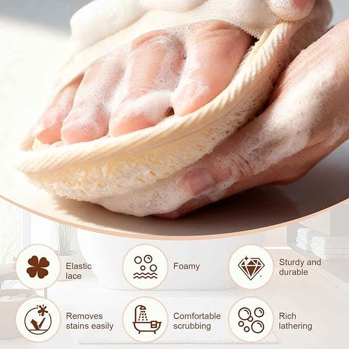 Natural Loofah Exfoliating Sponge, Made with Natural Shower Loofah Sponge, Loofah Sponge Different Size for Women and Men and Kids, for Face and Body That Gets You Clean - 3 Count (1 Pack)