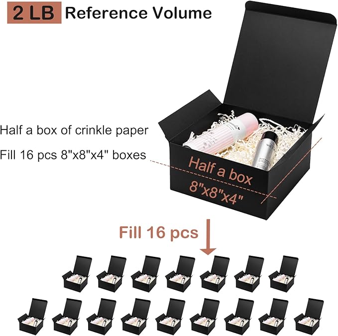 Mefleet 2 LB Crinkle Cut Paper Shred Filler Brown Crinkle Shredded Paper for Gift Box - Gift Basket Bag Filler - Kraft Grass Cushion Stuffing for Christmas Holiday Packaging Wrapping