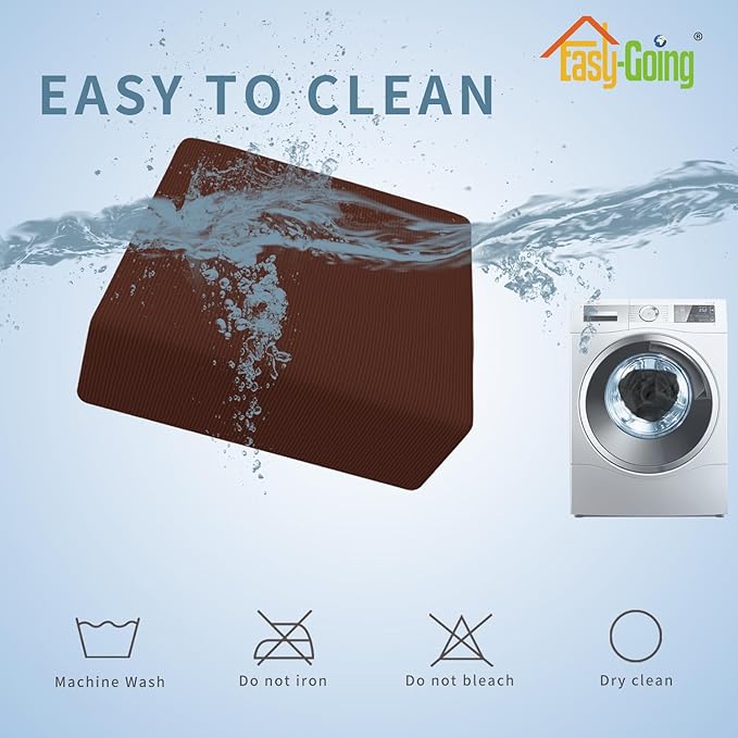 Easy-Going Stretch Square Ottoman Cover 40x40x15 inch Folding Storage Stool Furniture Protector Soft Rectangle slipcover with Elastic Bottom Coffee