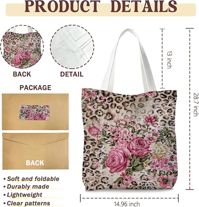 Leopard Print Tote Bags, Tote Bags for Women, Gife for Waoman, Reusable Shopping Bags