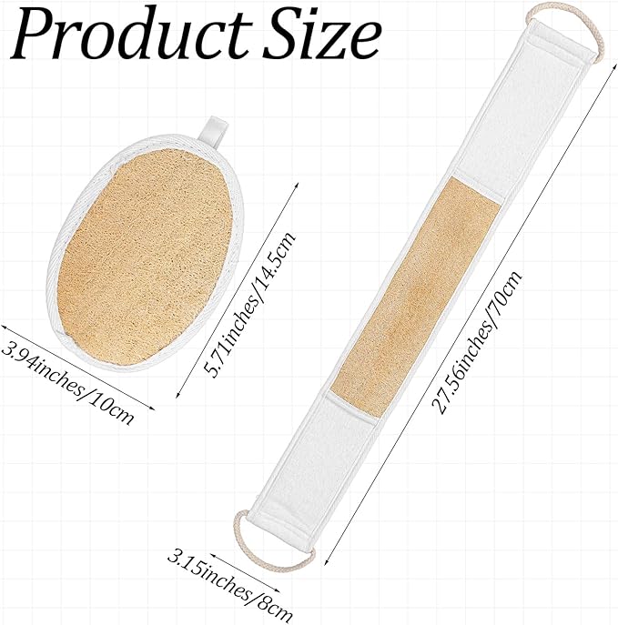 Natural Loofah Back Scrubber for Shower Back Exfoliator Luffa Exfoliating Bath Strap loofah Backs Scrubbers Baths Sponge Bath Shower Scrubber for Men and Women Deeply Clean Invigorate Your Skin