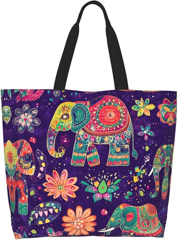 Tote Bag Shoulder Bags for Women Grocery Shopping Bag Reusable Bags Boho-Red Paisley 1