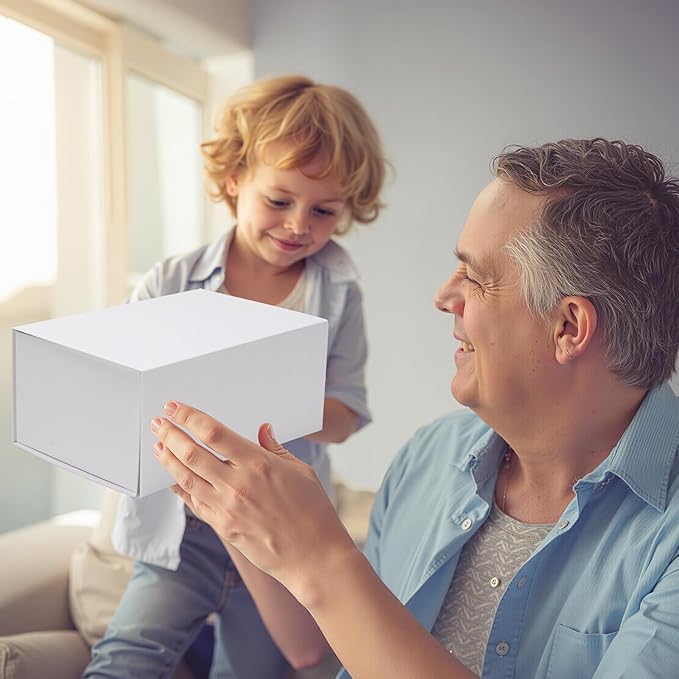 Ditwis 4 Pack 9x6x4 Inches Gift Boxes with Magnetic Closure Lids, White Magnetic Box for Wedding, Groomsmen Bridesmaid Proposal, Birthdays, Mother's Day