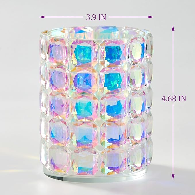 Crystal Makeup Brush Holder Organizer,Vanity Bathroom Canisters,Glass Toothbrush Holders for Bathroom,Pen Holder for Office,Bling Vanity Organizer and Storage