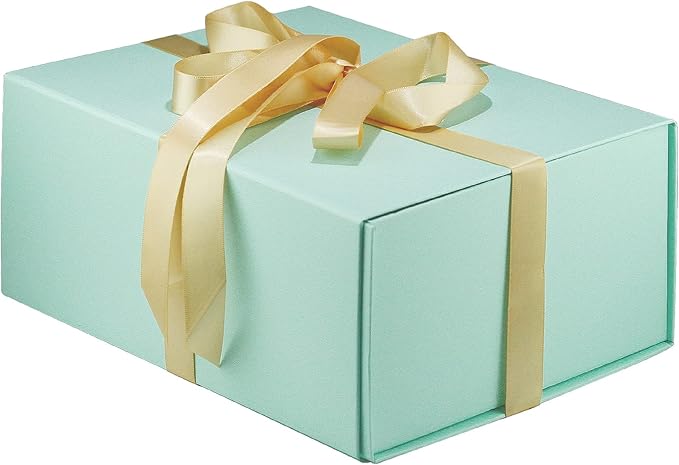 MOYEUPAC Tiffanys Blue Gift Box,9" X 7" X 4" with Lids for Presents Magnetic Closure Gift Packaging for Christmas, Halloween, Birthday and Various Holidays, Tiffanys Blue